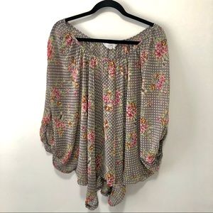 🛍 3/$45 Costa Blanca Boho Floral Flowy Blouse